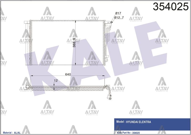 Hyundai Elantra Klima Radyatörü 2016-2018 Radyatör . OEM 97606-F2000 Hyundai Elantra Klima Radyatörü 2016-2018 Radyatör . OEM 97606-F2000